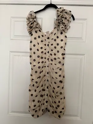 SHEIN Beige Polka Dot Mini Dress with Black Dots thumbnail 2