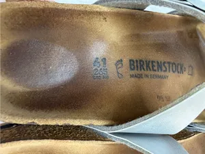 Birkenstock Mayari Metallic Silver Slide German Cork Footbed Sz 10-10.5 thumbnail 6