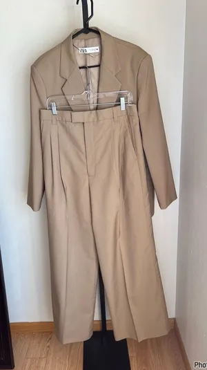 Zara Tan Blazer Pant 2 Piece Set Tan L/XL Career Professional Interview thumbnail 1