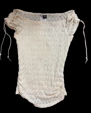 paper doll Y2K Cream Textured Short Sleeve Camisole thumbnail 1