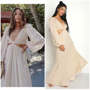 Indah Julie Maxi Dress Size Small Cream Cut Out Boho Lightweight Beach thumbnail 3