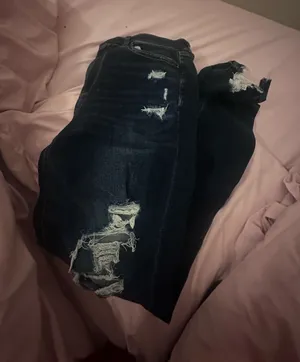 American Eagle Outfitters Dark Blue Distressed Skinny Jeans thumbnail 1