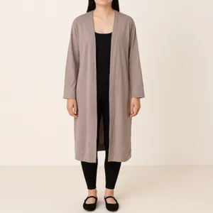 NWT Three Bird Nest Mocha Long Duster Cardigan Size Large 100% Cotton Open Front thumbnail 14