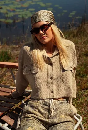Tribe Kelley Waffle Cropped Button up thumbnail 1