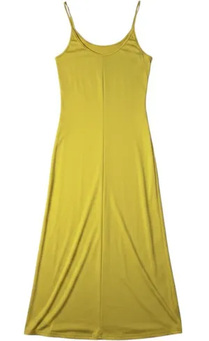 Resortwear Maxi Dress Women XL Yellow Beach Flowy Slip Straps Pockets Stretch thumbnail 1