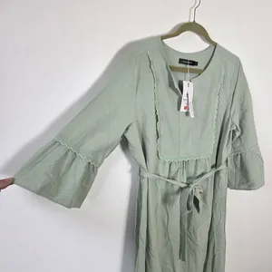 NEW Merokeety Peasant Maxi Dress Sage Pistachio Green Boho Cottagecore Modest L thumbnail 4