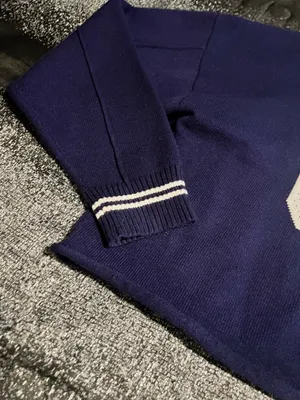 Aeropostale Womens medium Navy Blue Varsity. "87" Knit Sweater Cropped Crewneck thumbnail 4