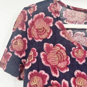 Ann Taylor Womens 100% Linen Floral Print Romantic Tropical Top Tee‎ Size M thumbnail 2