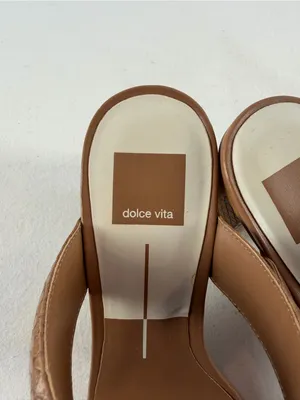 Dolce Vita Textured Double-Strap Block Heel Square Toe‎ Sandal Brown Size 8.5 thumbnail 7