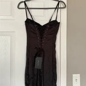 Outcast Lace Corset Tie Black Gothic Maxi Dress thumbnail 2