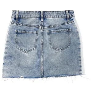 Pacsun Denim Retro Y2K Mini Skirt Light Wash Two Tone Frayed Hem Women's Size 25 thumbnail 2