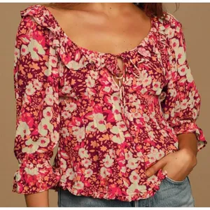 Free People Sweet‎ Memories blouse fruit punch combo boho floral ruffle size s thumbnail 1