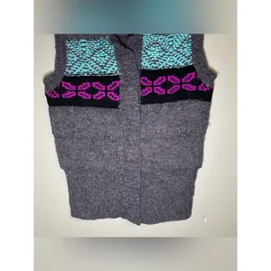 Free People Geometric Fair Isle Chunky Snap Button Knit Sweater Vest Women’s XS thumbnail 3