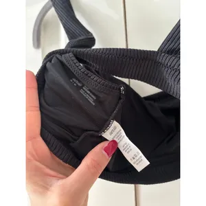 Aerie Women Medium Black Ribbed Scoop Neck Wireless Bralette Sports Bra Top thumbnail 4