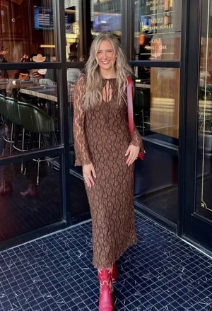 ZARA Brown Dress Long Sleeve Lace thumbnail 5