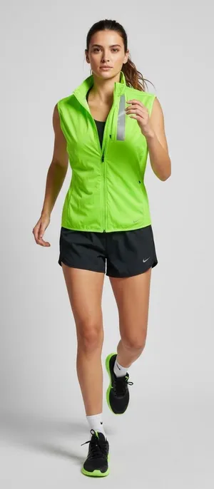 Nike Dri-FIT Running Reflective Full Zip Cycling Vest Neon Green size medium thumbnail 1