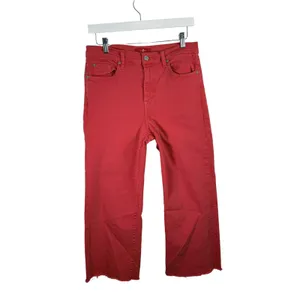 7 For All Mankind Alexa Wide Leg Cropped Jeans Red Raw Hem Boho Womens 30 thumbnail 2