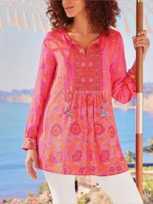 Soft Surroundings‎ Marcella Framboise Fuschia Tunic Medium thumbnail 1