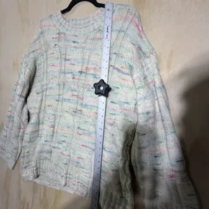 American Eagle Sweater‎ Womens M Pastel Knit Cable Crewneck Cozy Soft thumbnail 5