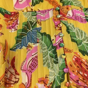 Farm Rio Yellow Beaks & Bananas Mini Dress Small Tropical Toucan Tiered Resort thumbnail 4