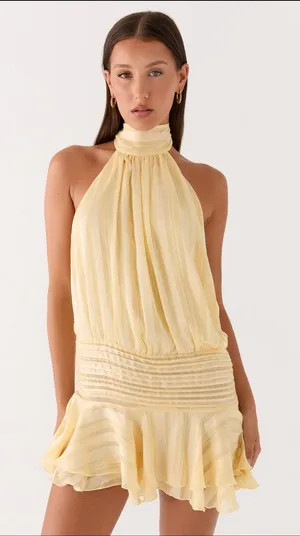 Peppermayo Willow Chiffon Mini Dress - Yellow thumbnail 1