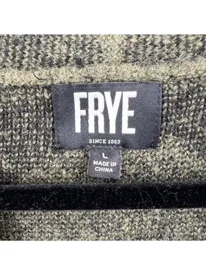 Frye The Cozy Cardigan Open Front Aztec Cardigan Sweater Large Olive Black thumbnail 8