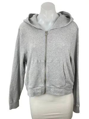 Aritzia TNA Women's Gray Long Sleeve Sweater Hooded Sweatshirt Jacket Top Sz 2XL thumbnail 1