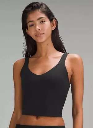 Lululemon Women’s 10 Align Tank Solid Black Fitted Crop Padded Basic Trendy New‎ thumbnail 1