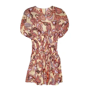 ALC Frank NEW Luna Printed Smocked Mini Dress Deep V-Neck Womens Multicolor Size 2 thumbnail 4