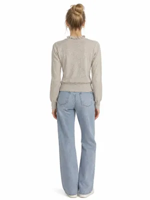 Moda International Cream Ruffled Cardigan thumbnail 2