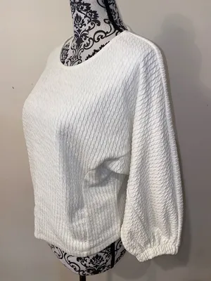 Anthropologie Arya Textured Scoopneck Boho Sweater 3/4 Balloon Sleeve Size XS thumbnail 7
