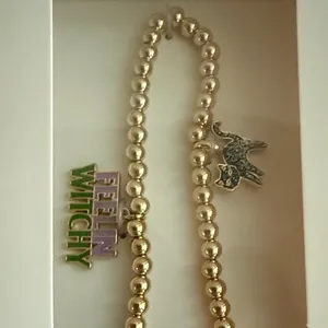 BaubleBar nwt witch Halloween Gold Beaded Phone Charm Wristlet Cat Cauldron thumbnail 2
