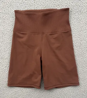 Vuori Rib Studio Shorts 6" Brown Athletic Athleisure Yoga Biker Women's XS thumbnail 1