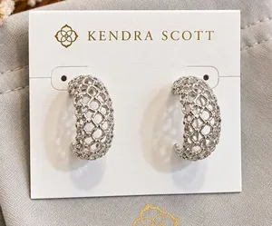 Kendra Scott Krista Lace Huggie Earrings Silver Filigree Openwork NWOT thumbnail 1