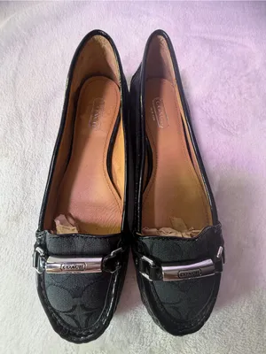 Coach Black Signature Canvas Slip-On Loafers with Metal Trim thumbnail 9