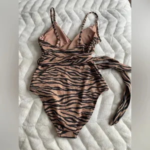 Aerie Tiger Print Wrap One-Piece Cutout Swimsuit thumbnail 4