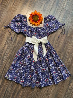 Unique Vintage NWT Retro Navy Mushroom and Rooster Dress LARGE thumbnail 2