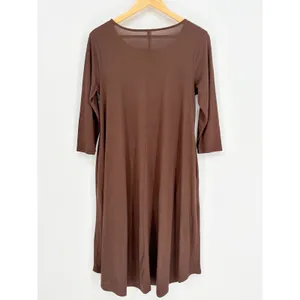 Zenana Outfitters‎ Swing Dress Womens Small Chico Brown 3/4 Sleeve Pockets Flowy thumbnail 5