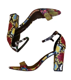 Madden Girl Bella Multicolored Block Heel Open Toe Shoes Sandals 7.5 Snakeskin thumbnail 2
