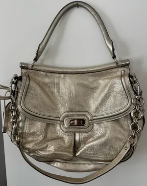 Coach Champagne Metallic Leather Bag thumbnail 1