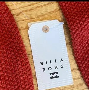 NWT Billabong Cable Knit Sweater Red Ski Lodge L Gift Giving Mockneck Cropped thumbnail 10