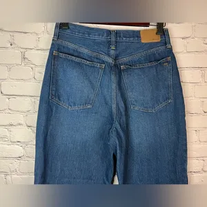 Madewell‎ Women's Baggy Straight High Rise Jeans Dark Worn Indigo Wash Size 28 thumbnail 6