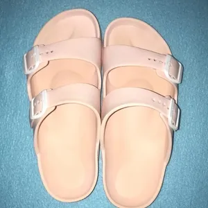 𝅺EVA flat pink comfortable double buckle slide sandals size 40 9 1/2-10 (US) thumbnail 3