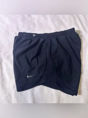Nike Women's Black Athletic Running Shorts with White Swoosh thumbnail 3