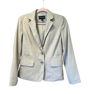 Banana Republic Cream Blazer Size 6 Wool Blend Two-Button Career Suit‎ Jacket thumbnail 1