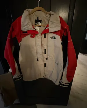 The North Face Red & Cream Hooded Colorblock Jacket thumbnail 1