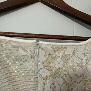 Vintage 90s Scott McClintock Petites Lace Gold Iridescent Bridal Dress 8 Wedding thumbnail 9