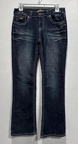 Do Denim Women's Juniors Size 5/32" Jeans Blue Denim Flap Pocket Studed Cowgirl thumbnail 1