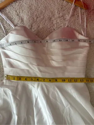 Lulus Khalida White Satin Pleated Strapless Gown Size Medium Bridal Wedding thumbnail 7