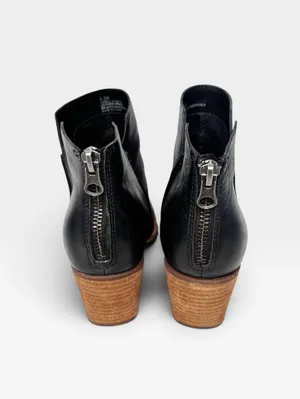 Kork-Ease Chandra Size 6.5M Black Leather Stacked Heel Booties thumbnail 4